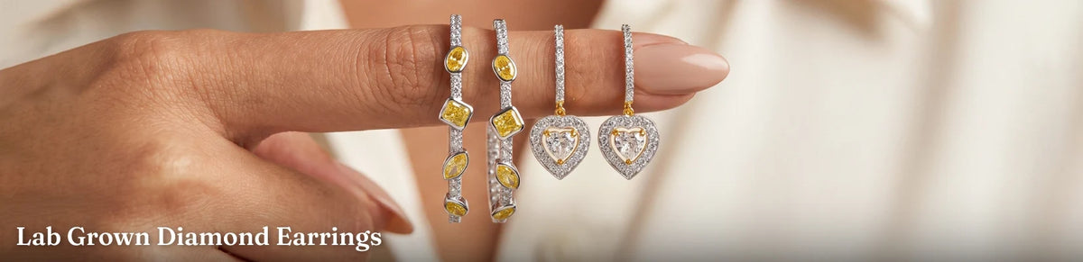 Lab Grown Diamond Earrings for Women - IGI Certified Studs, Hoops & Solitaires