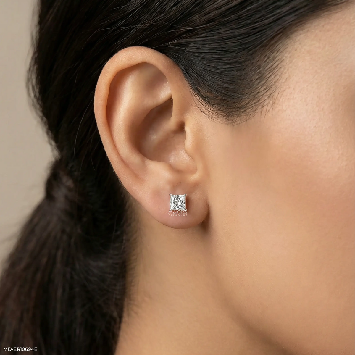 Artisan Princess Solitaire Diamond Earrings