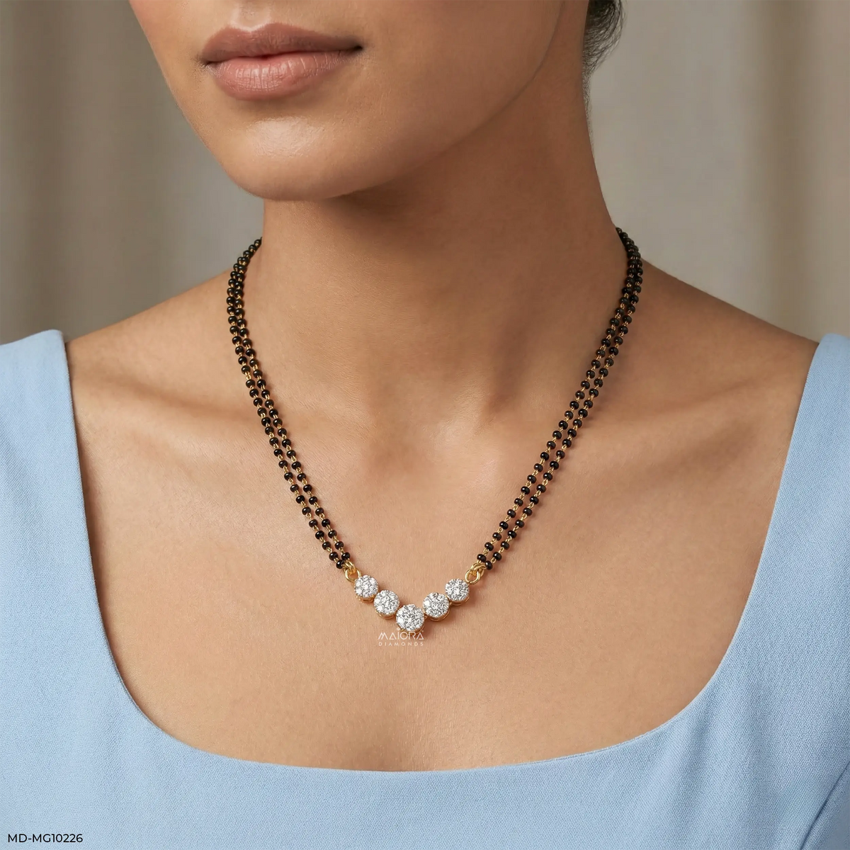 Bubble pave Diamond Mangalsutra Pendant