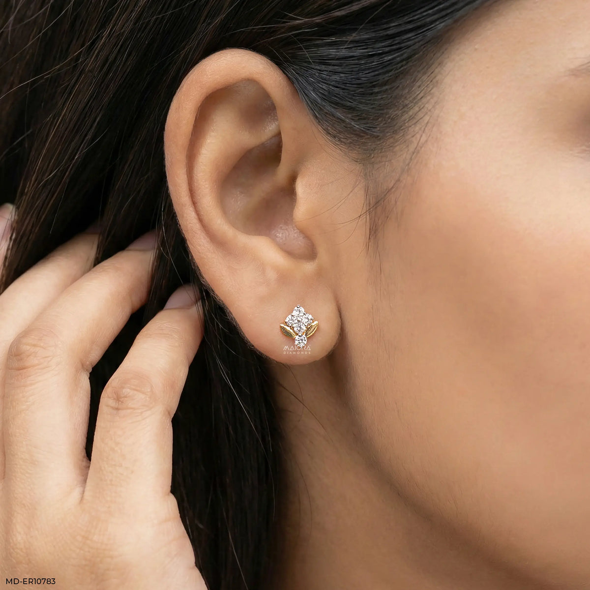 Elara Gold Rosette Diamond Earrings