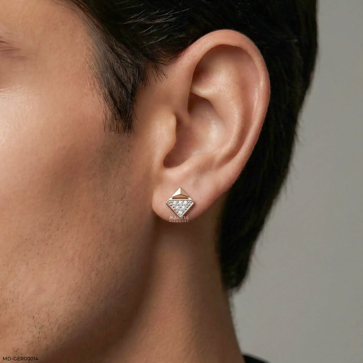 Elegant Cube Diamond Mens Stud