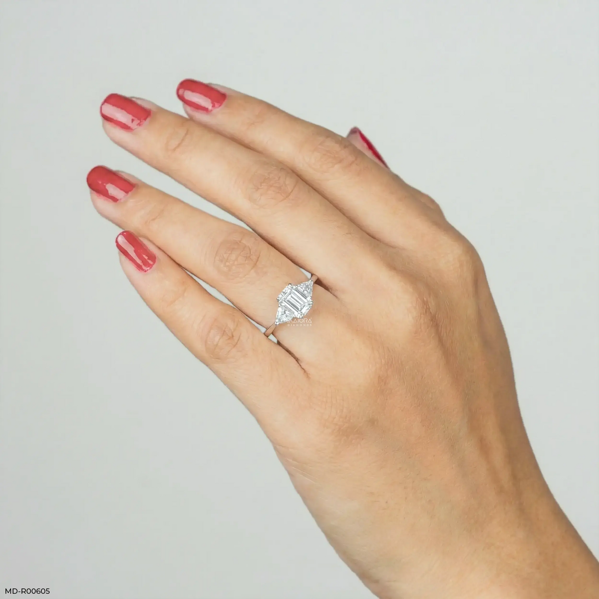 1.75 Carat Emerald Cut Trinity Lab Diamond Ring
