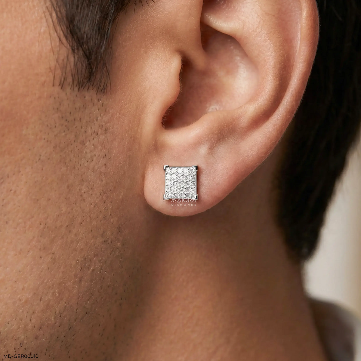 Empire Blocks Diamond Mens Stud Earring