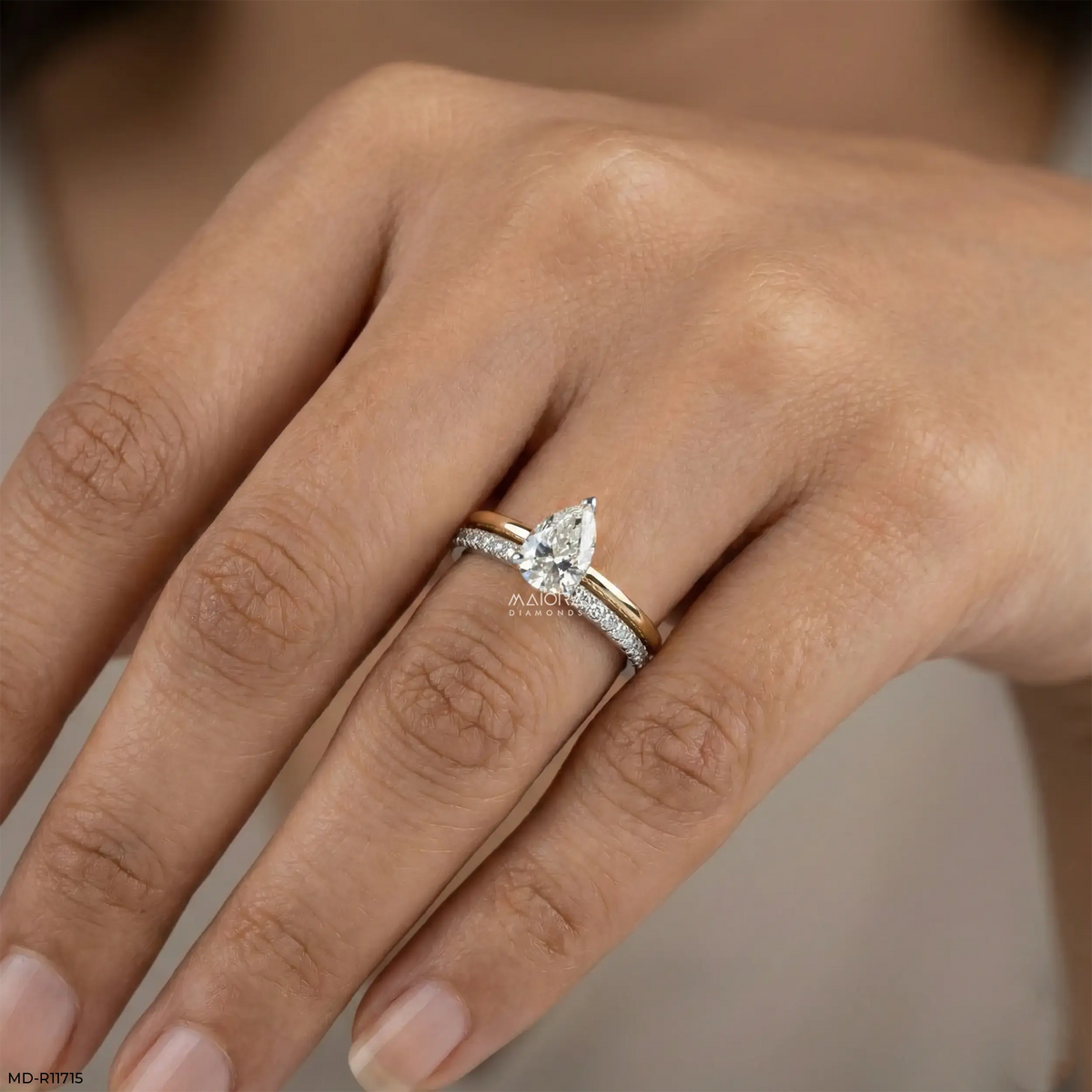 Evara Teardrop Solitaire Diamond Ring