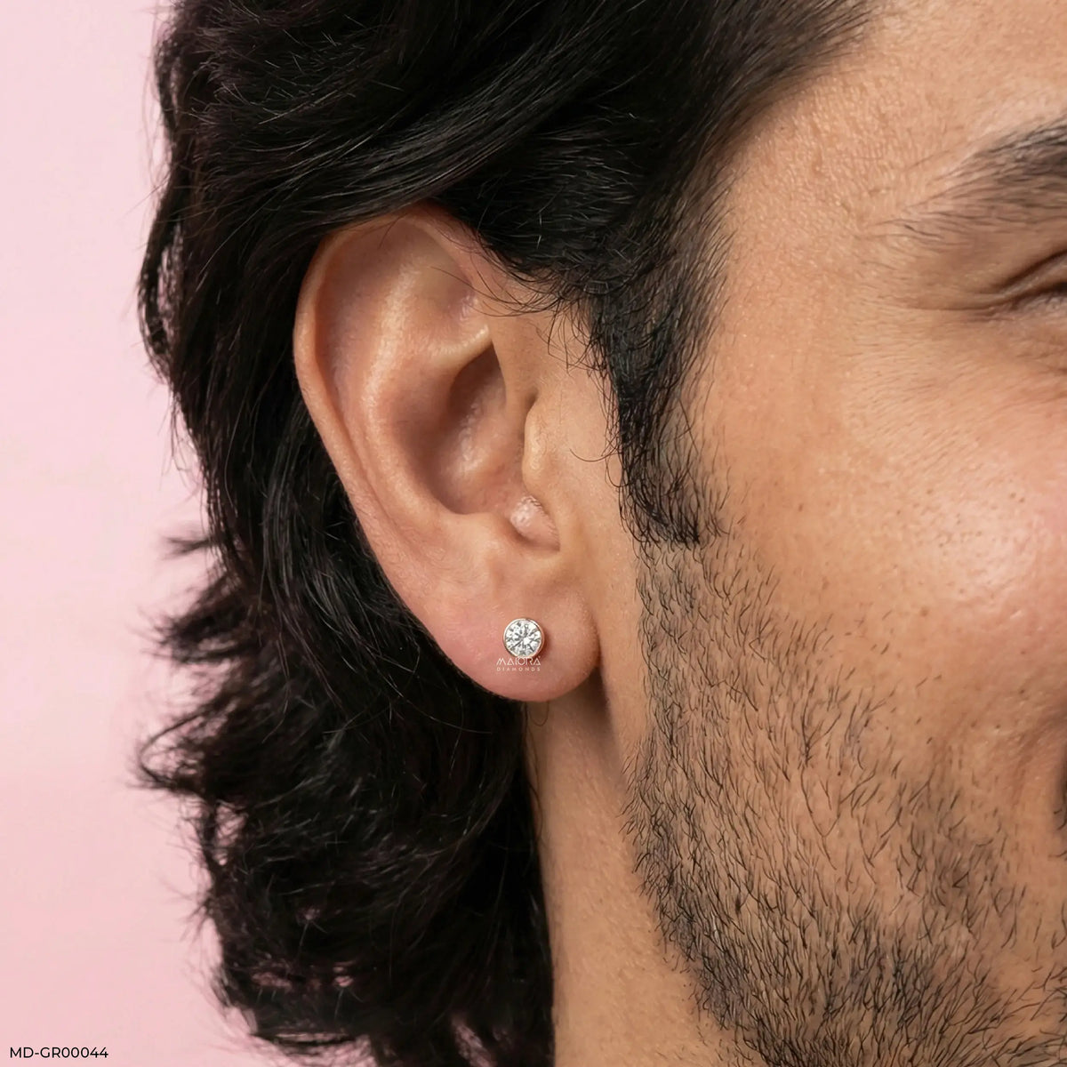 Exclusive Solitaire Diamond Mens Stud Earring