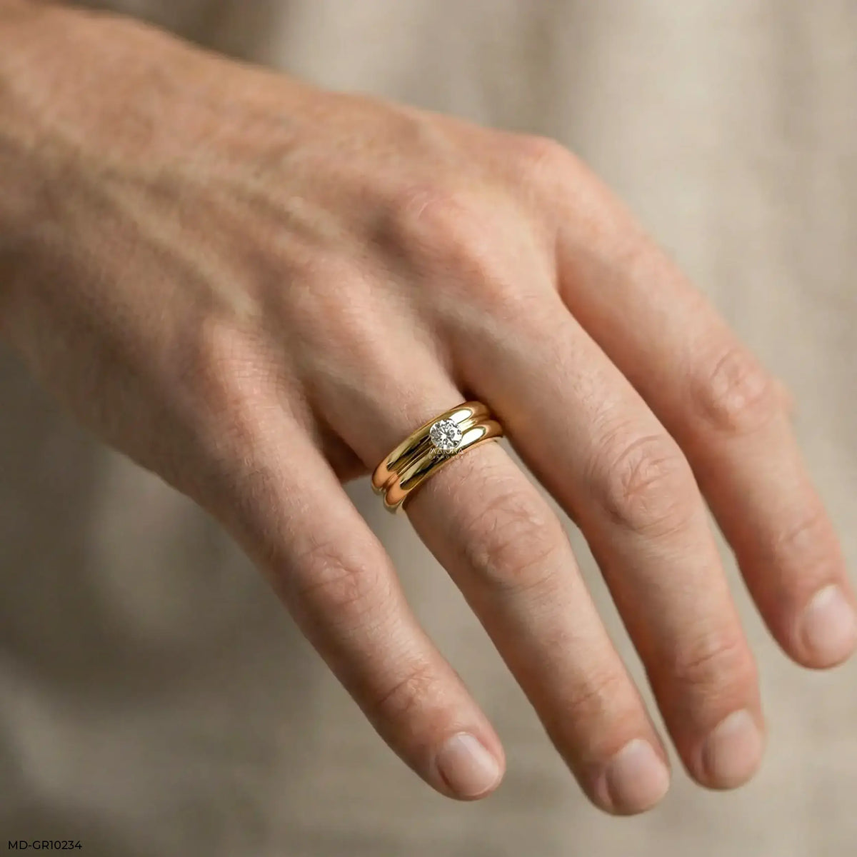 Forge Axis Diamond Mens Gold Ring