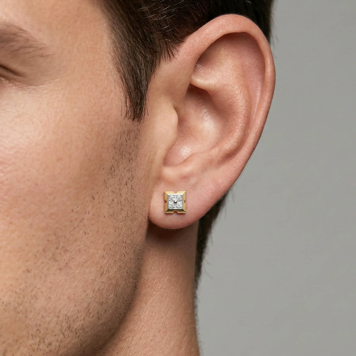 Geomatric Diamond Mens Stud Earring