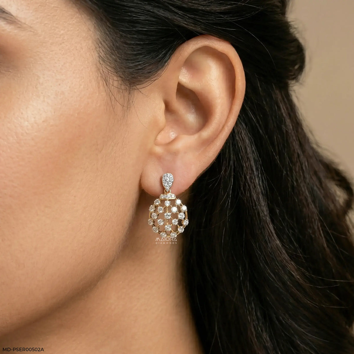 1.55 Carat Gilded Lab Diamond Cage Earring