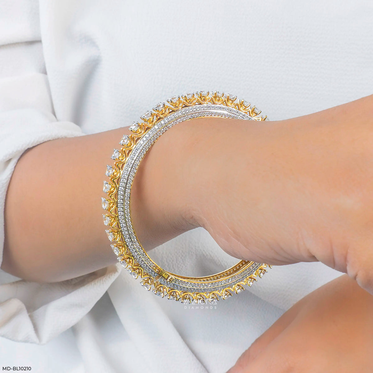 Golden Pave Crown Diamond Bangle