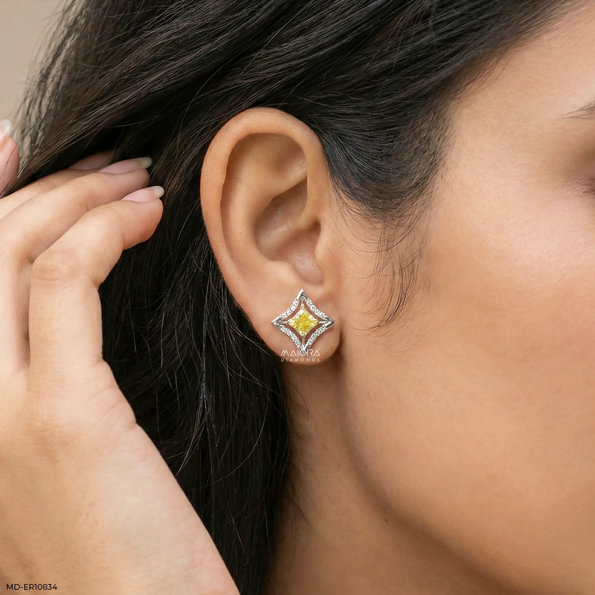 Golden Vertex Diamond Earrings