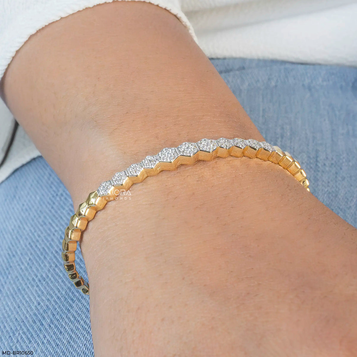 Golden Hexa Liner Diamond Bracelet
