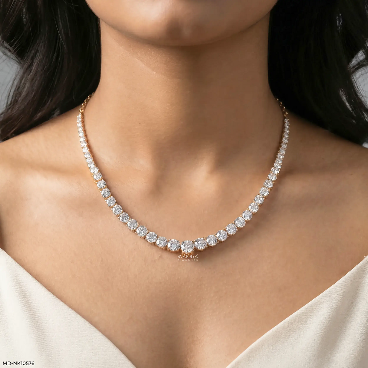 Gracefall Solitaire Diamond Tennis Necklace