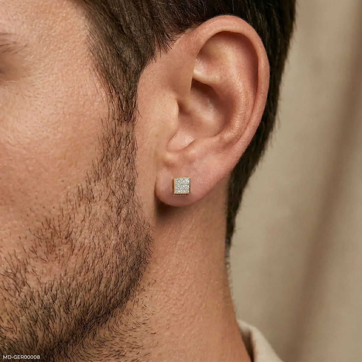 Isometric Brilliance Diamond Mens Stud Earring