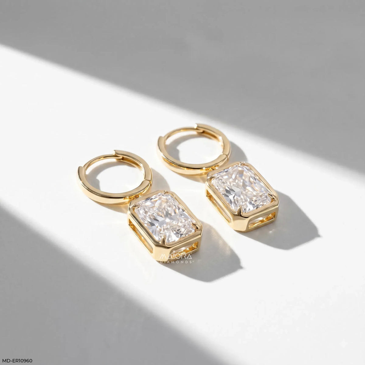 Majestic Bezel Emerald Diamond Bali Earrings