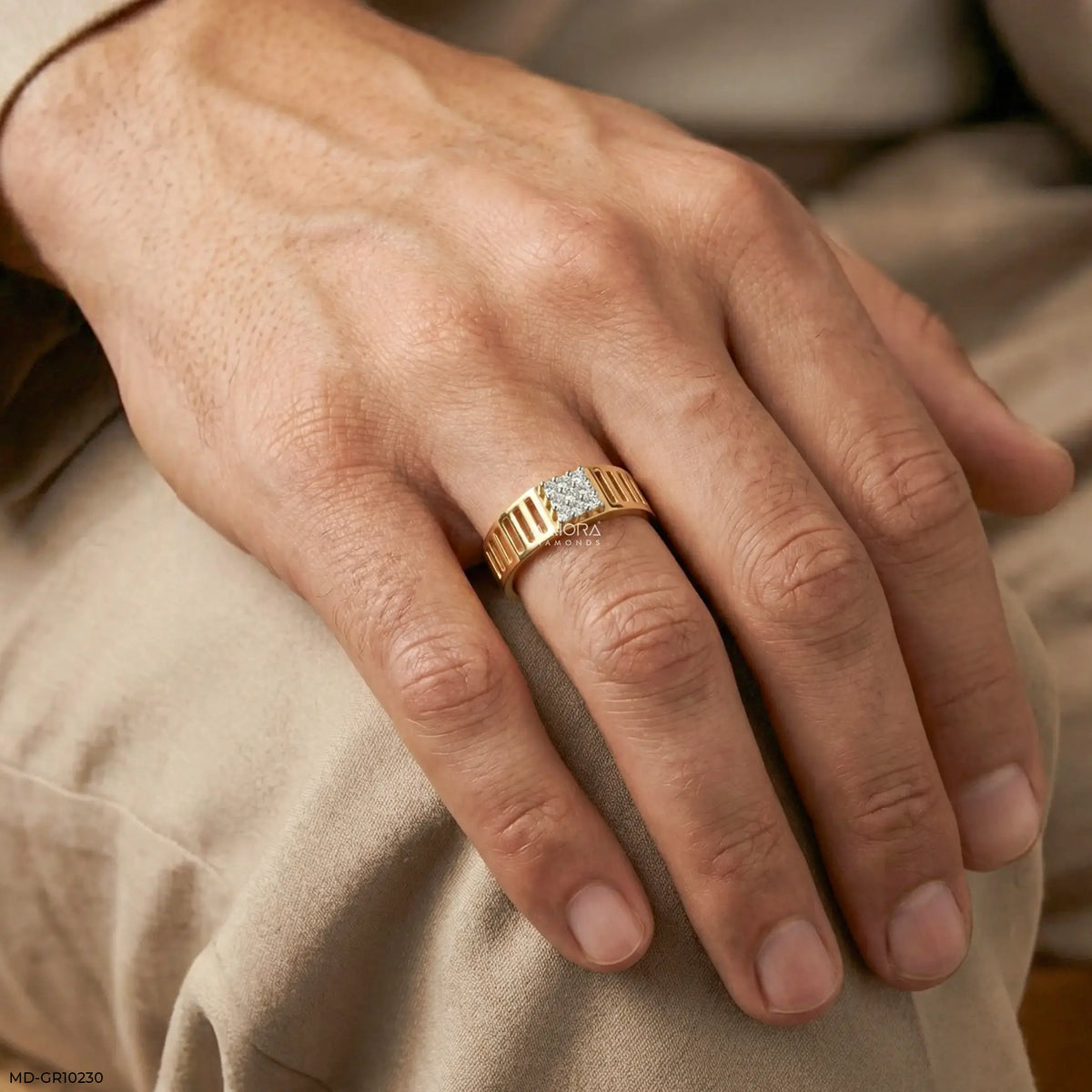 Linear Luxe Mens Diamond Ring