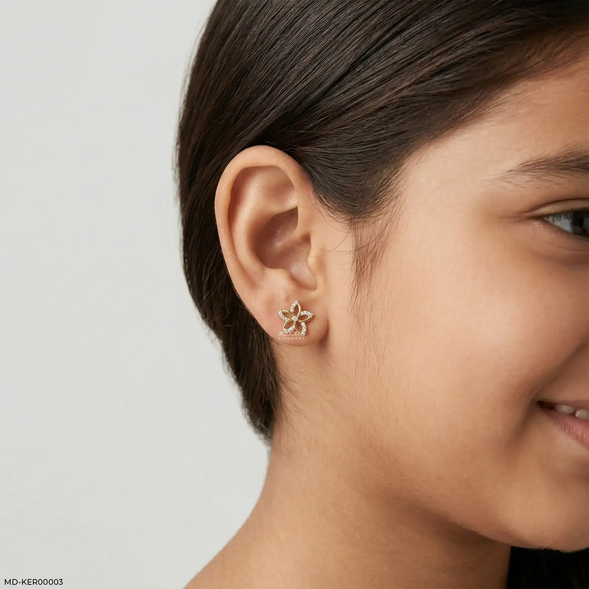 Little Floral Kids Diamond Earrings