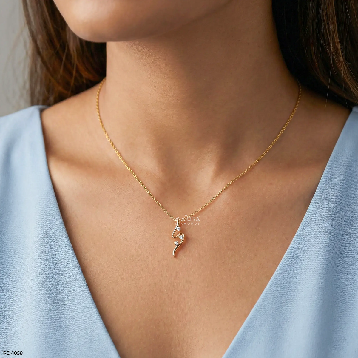 Luminous Twisted Lab Diamond Pendant Without Chain