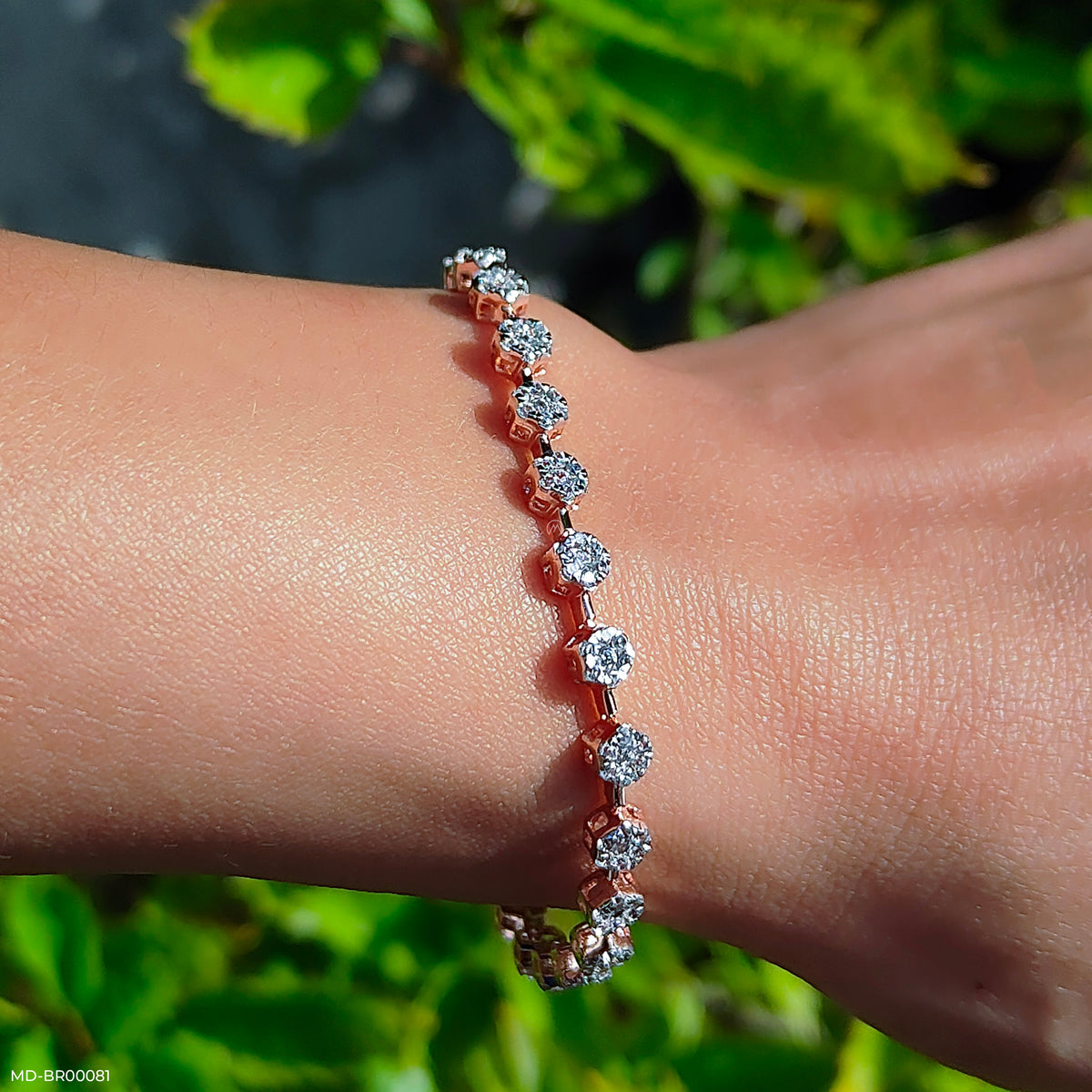 Hexagon Round Tennis Diamond Bracelet
