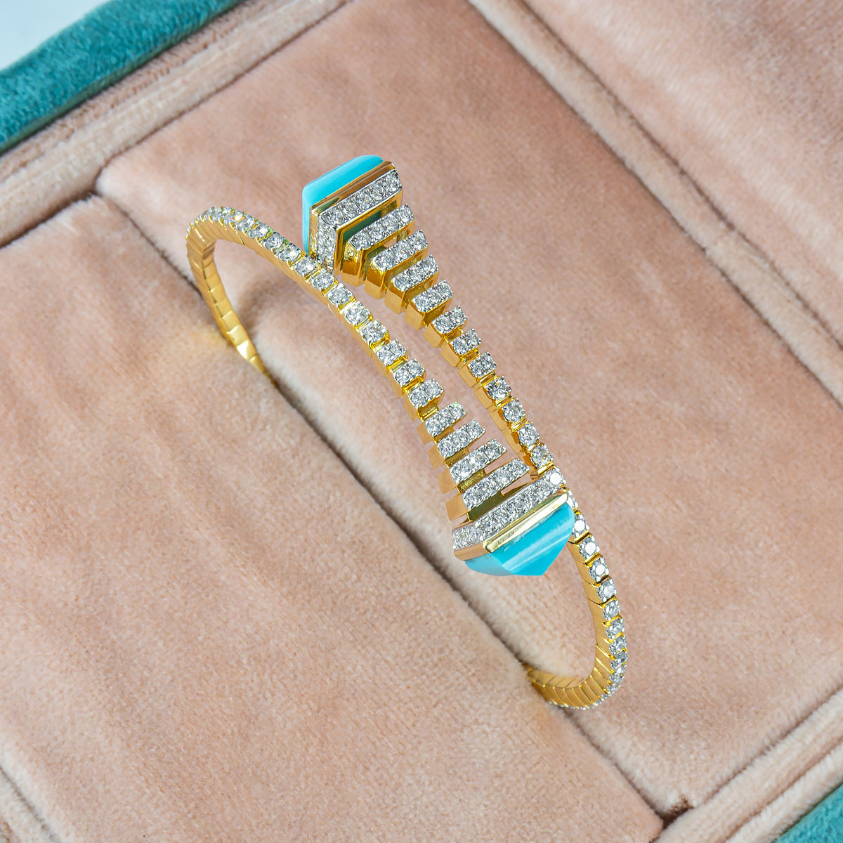 Turquoise Bypass Diamond Bracelets