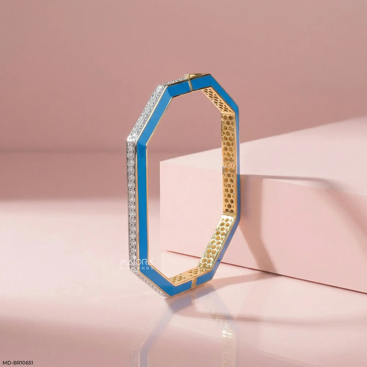 Indigo Hex Grid Diamond Kada Bracelet