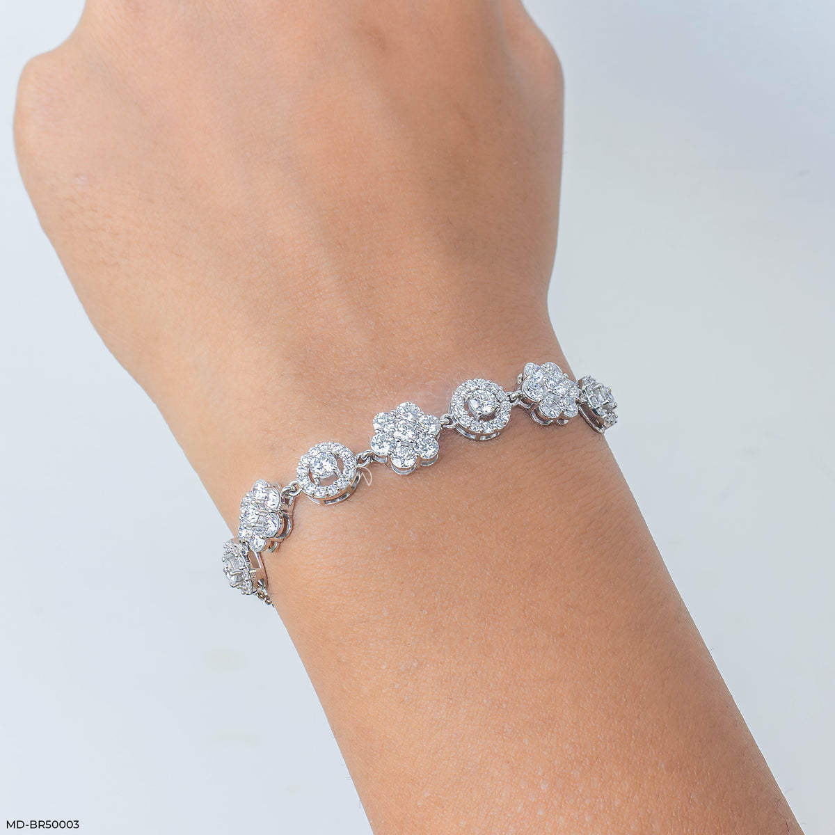 Diamond Flower Lab Diamond Cluster Bracelet