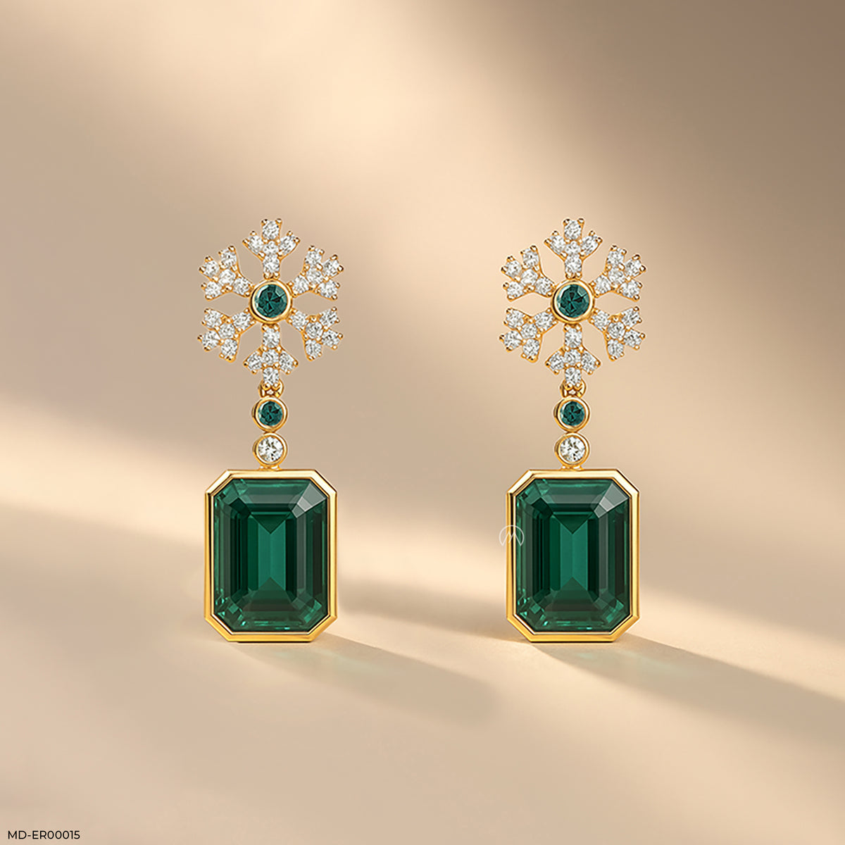 Emerald Petal Drop Earrings