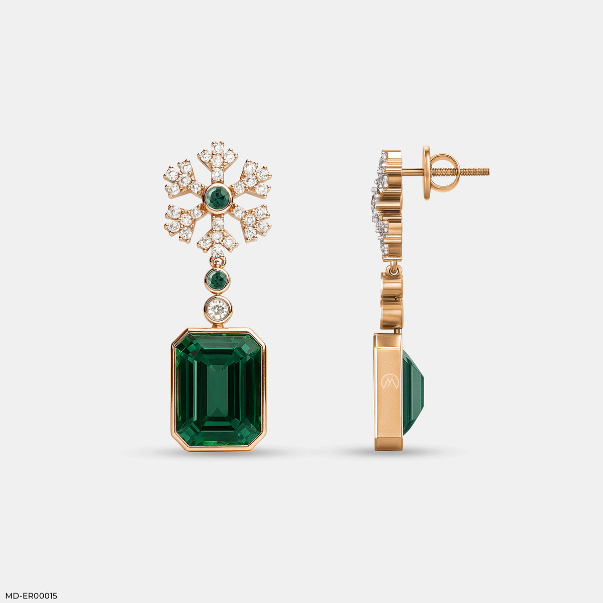 Emerald Petal Drop Earrings