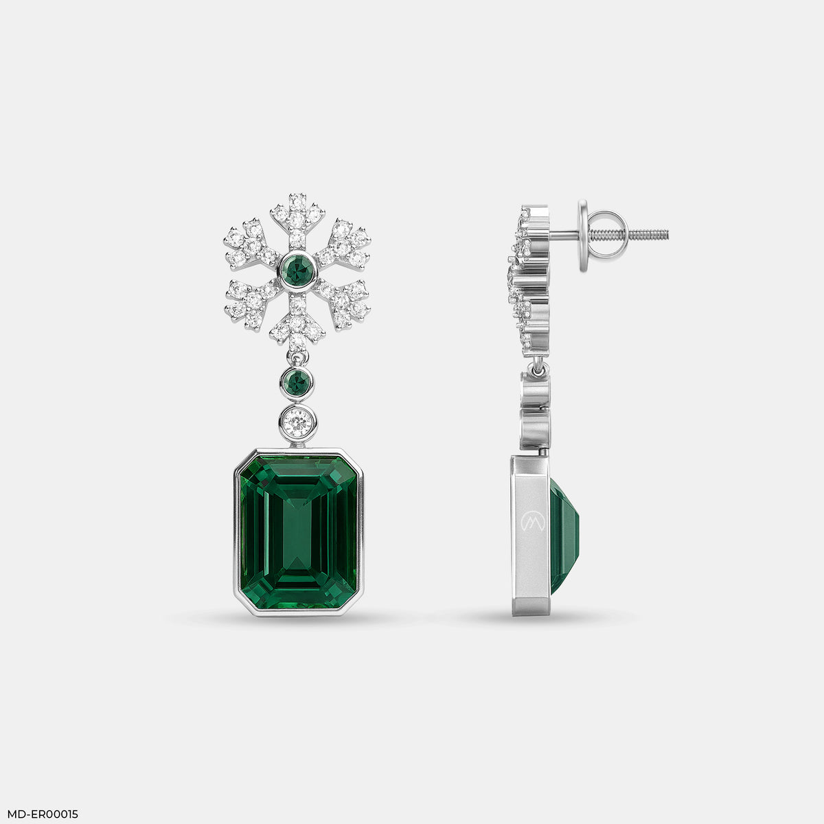 Emerald Petal Drop Earrings