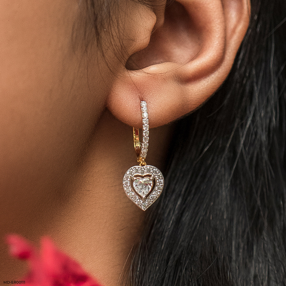 1 Carat Heart Solitaire Halo Hoops