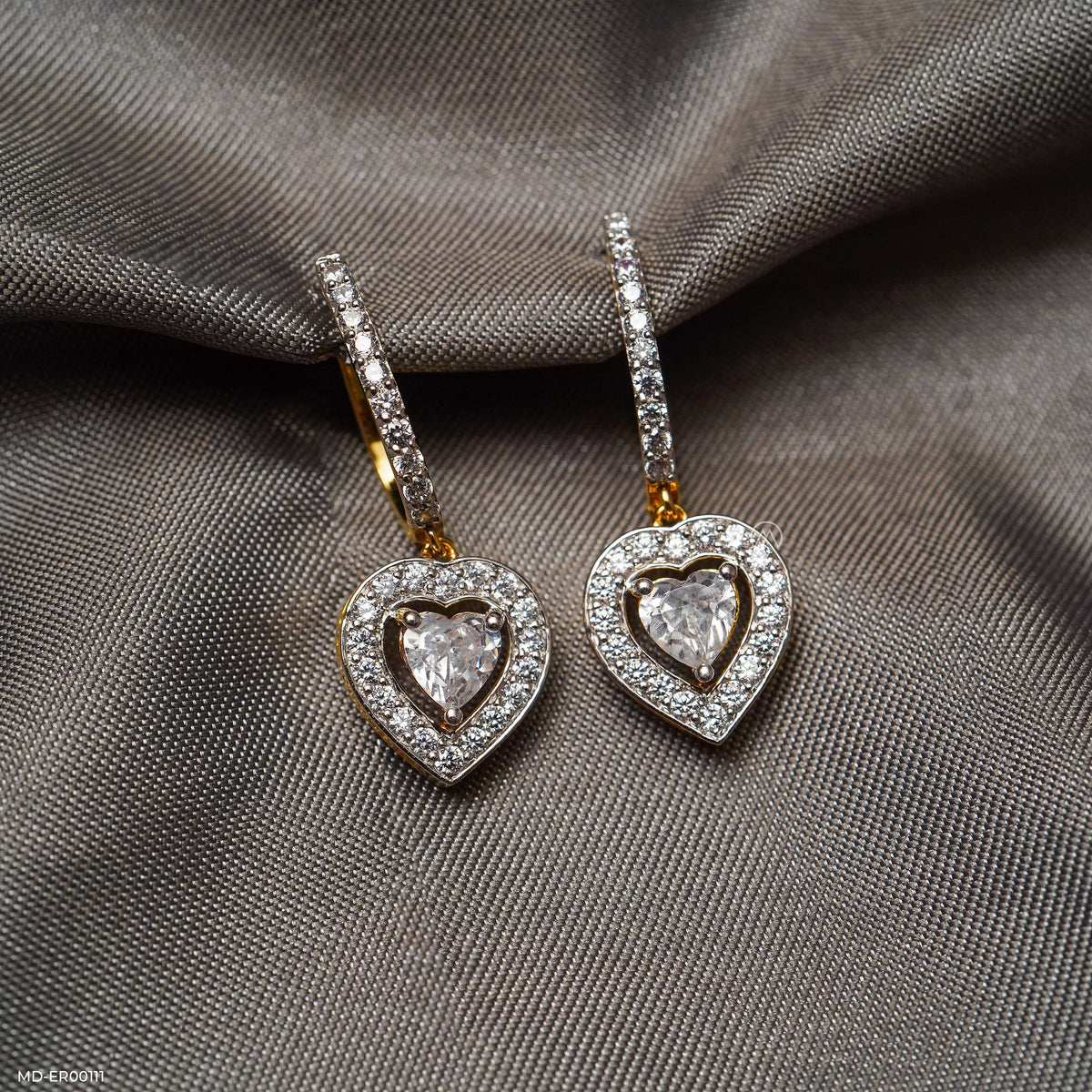 1 Carat Heart Solitaire Halo Hoops