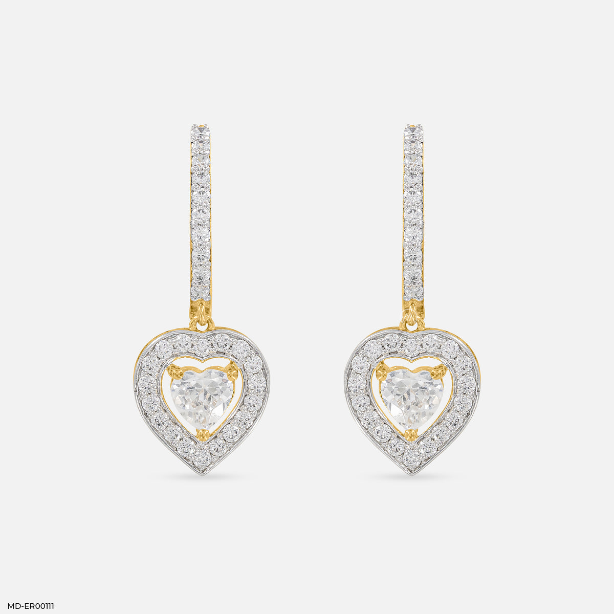 1 Carat Heart Solitaire Halo Hoops