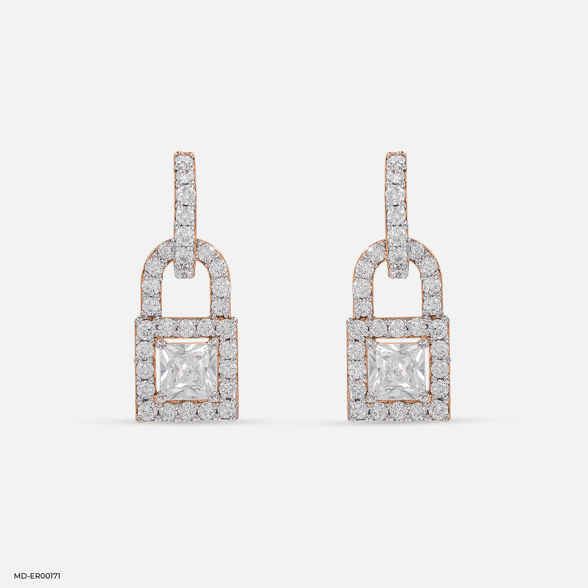 1.5 Carat Princess Cut Solitaire Halo Earrings