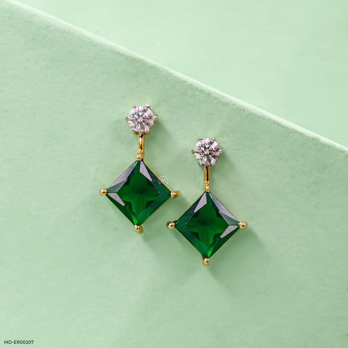 Charming Emerald Diamond Earrings