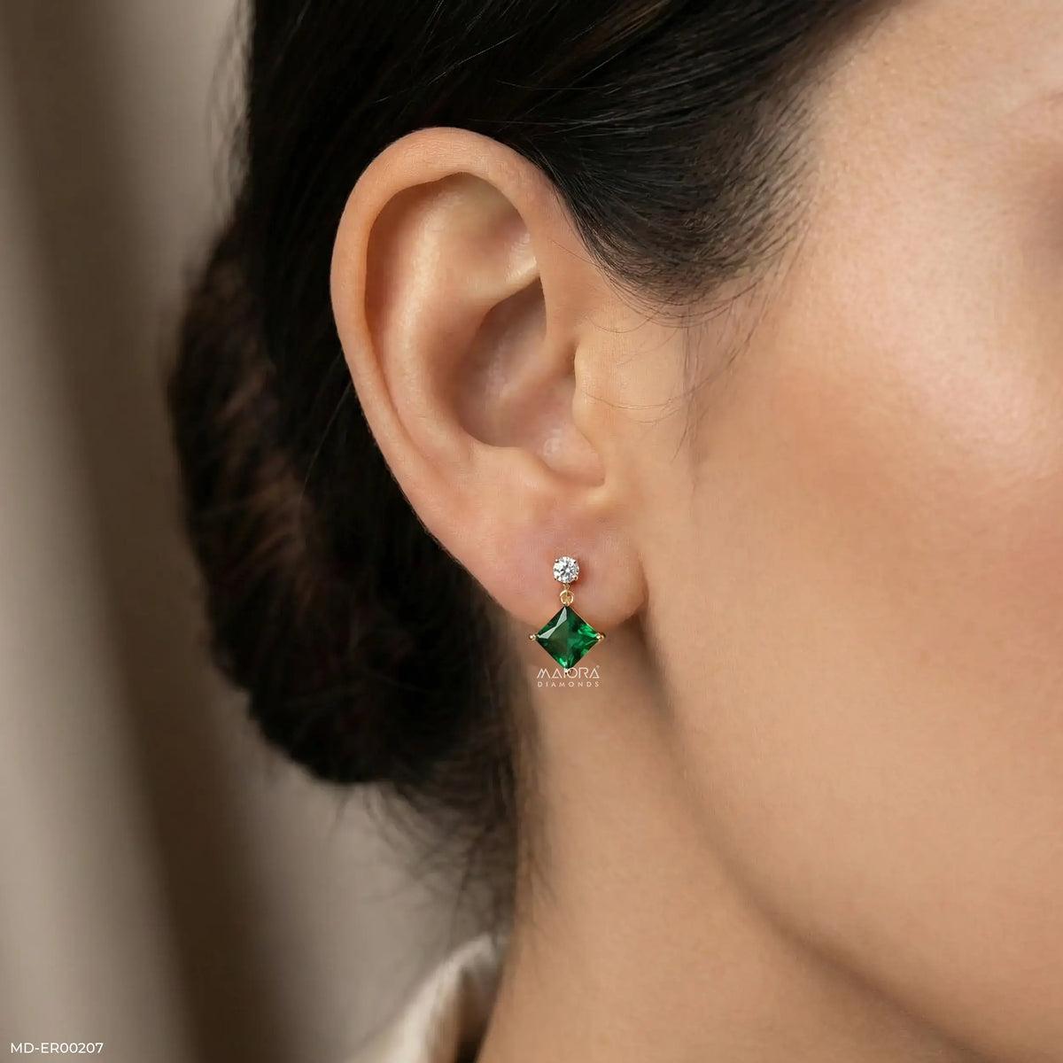 Charming Emerald Diamond Earrings