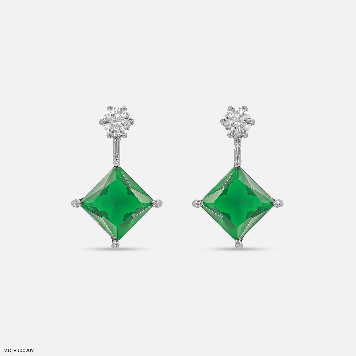 Charming Emerald Diamond Earrings