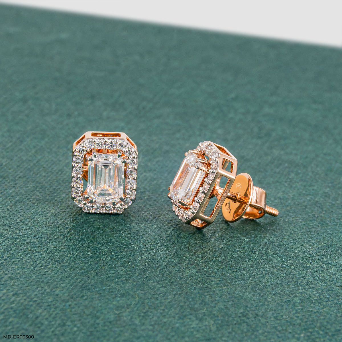 2 Carat Emerald Solitaire Halo Detachable Earrings
