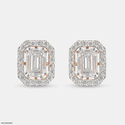 2 Carat Emerald Solitaire Halo Detachable Earrings