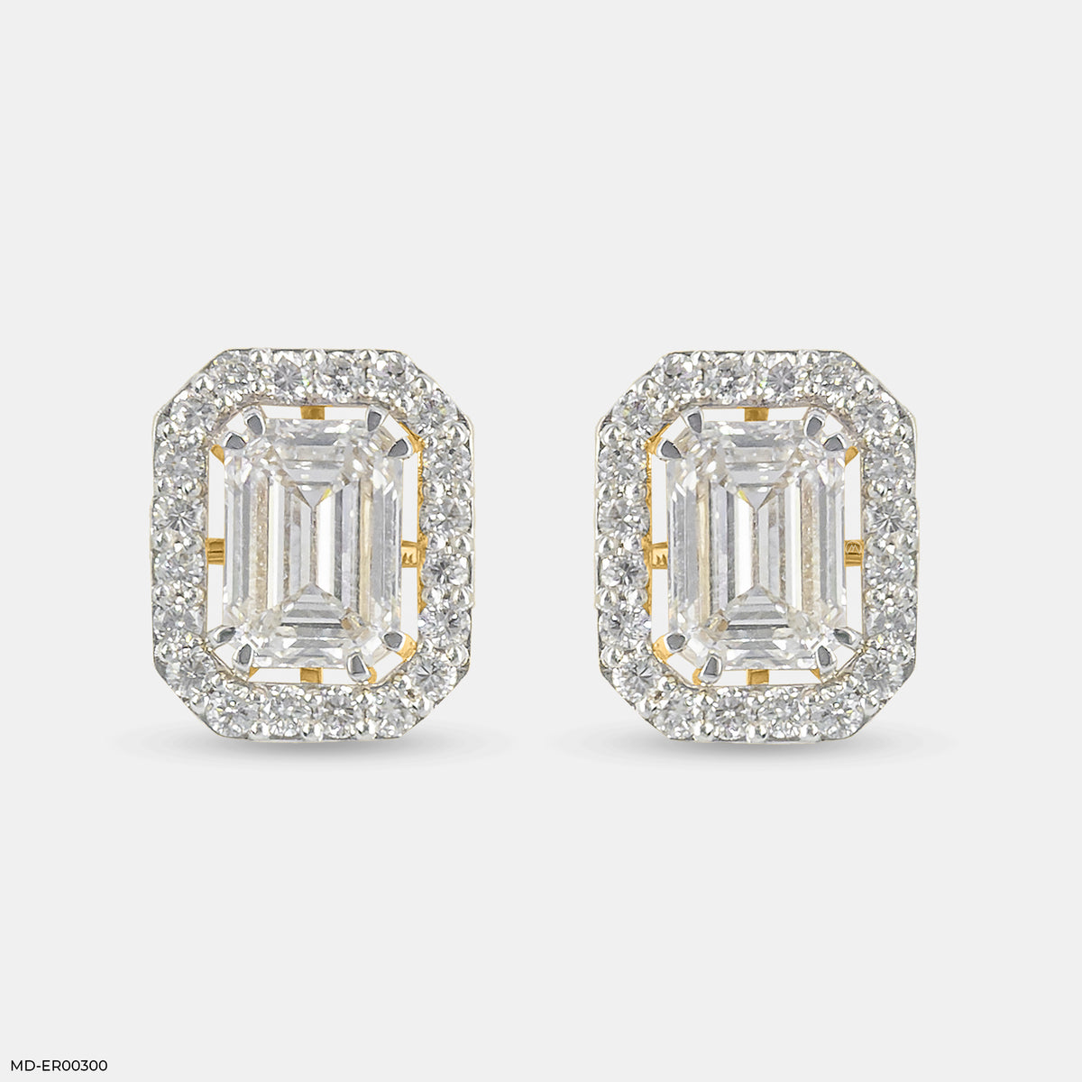 2 Carat Emerald Solitaire Halo Detachable Earrings