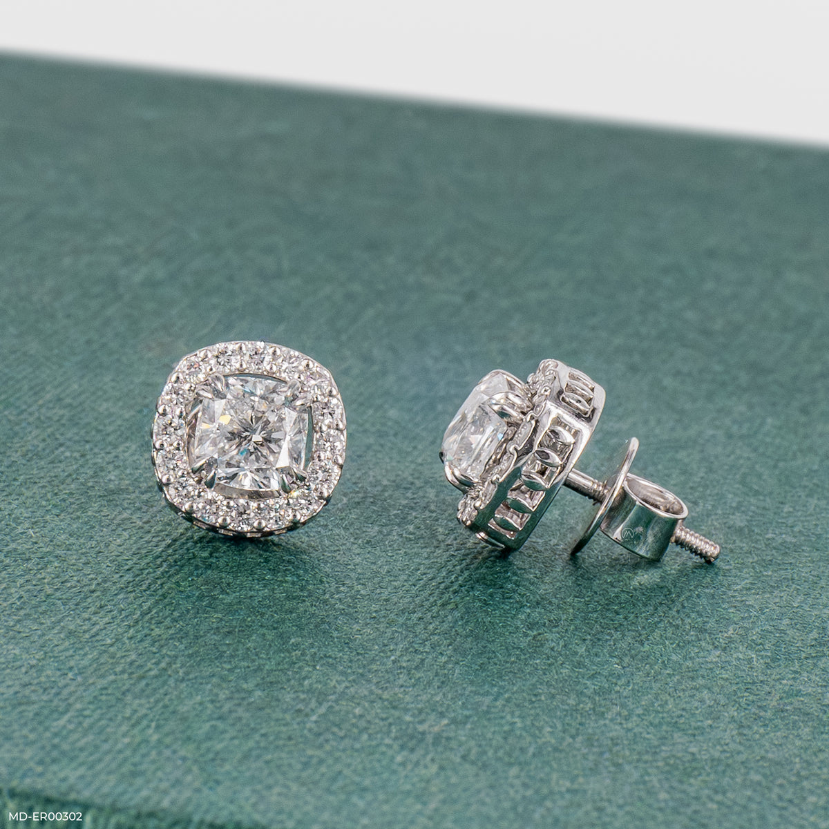 2 Carat Cushion Solitaire Halo Detachable Earrings