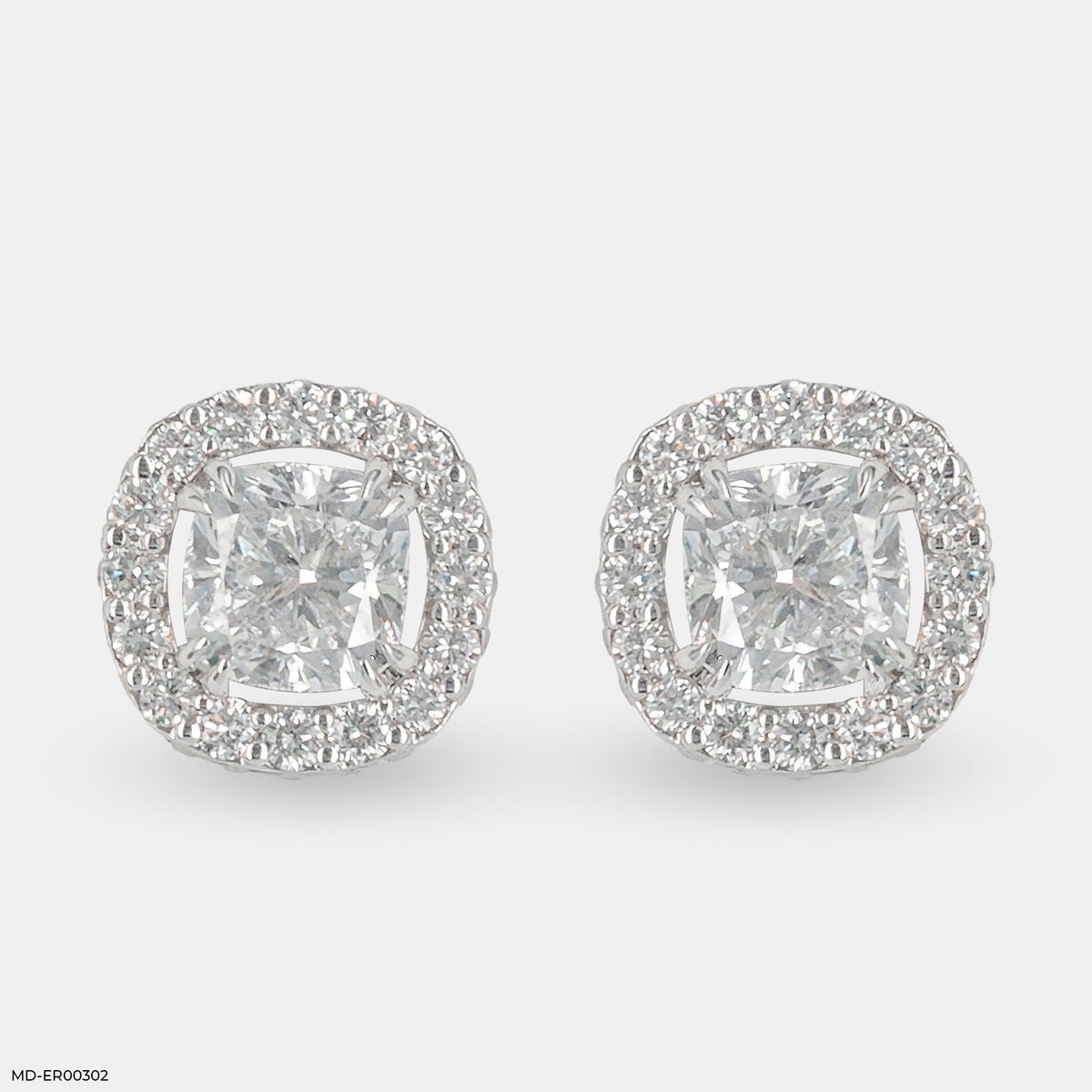 2 Carat Cushion Solitaire Halo Detachable Earrings