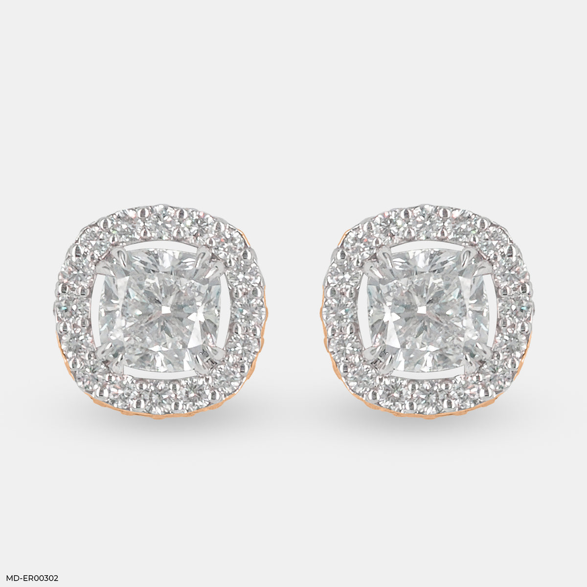 2 Carat Cushion Solitaire Halo Detachable Earrings