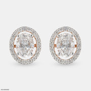 2 Carat Oval Solitaire Halo Detachable Earrings