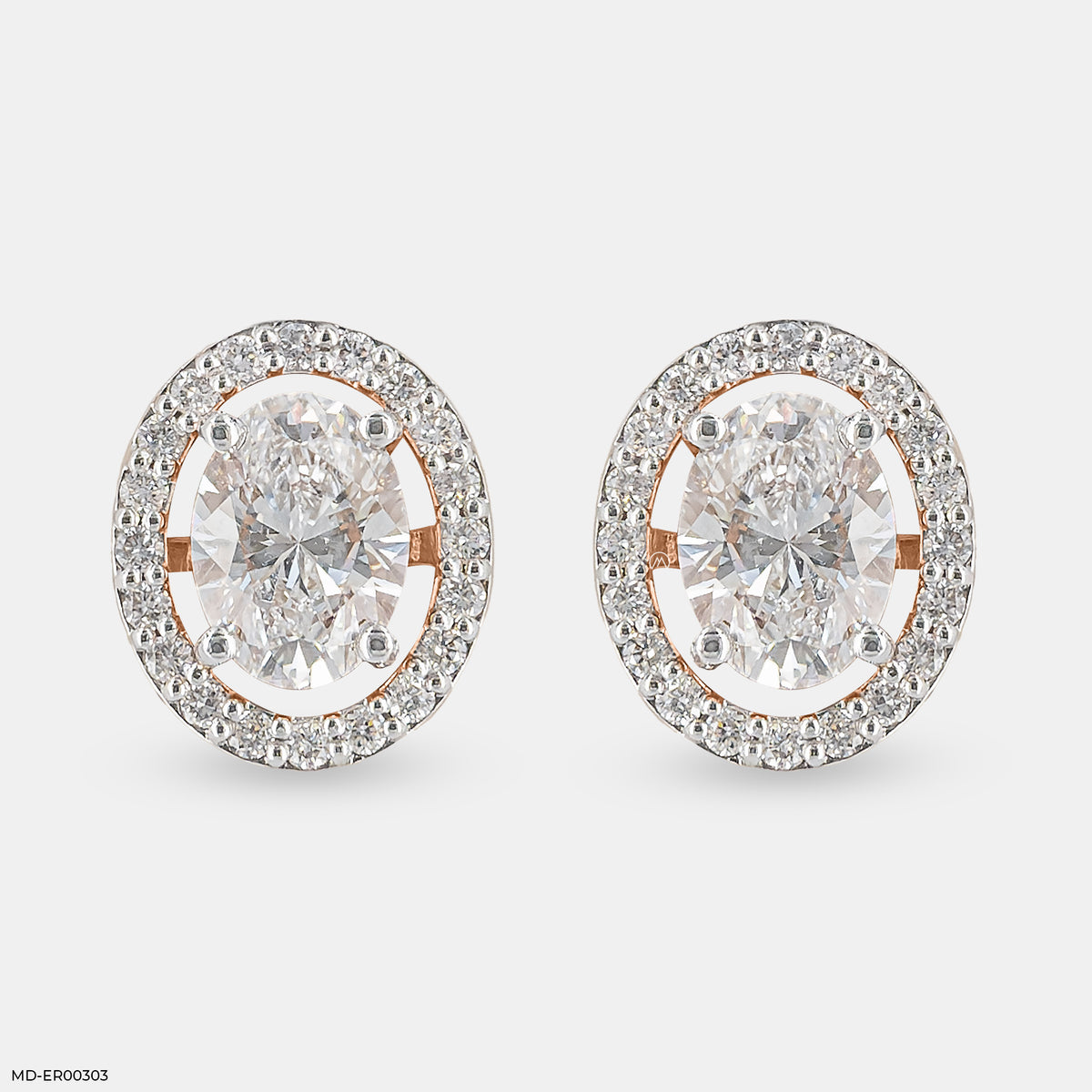 2 Carat Oval Solitaire Halo Detachable Earrings