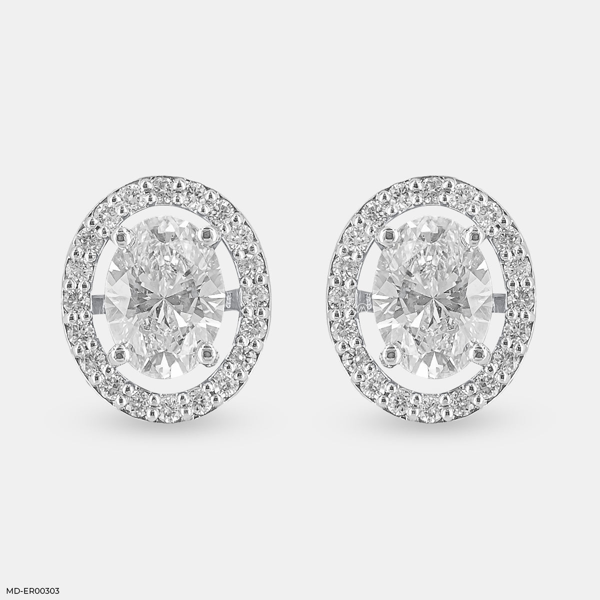 2 Carat Oval Solitaire Halo Detachable Earrings