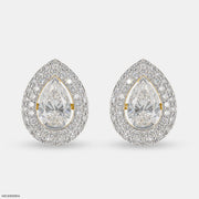 3 Carat Pear Solitaire Halo Detachable Earrings