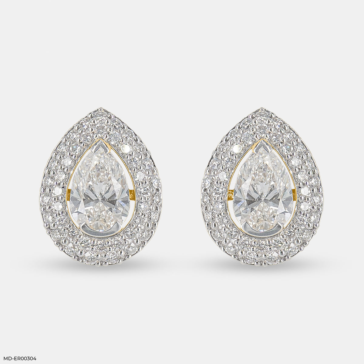 3 Carat Pear Solitaire Halo Detachable Earrings