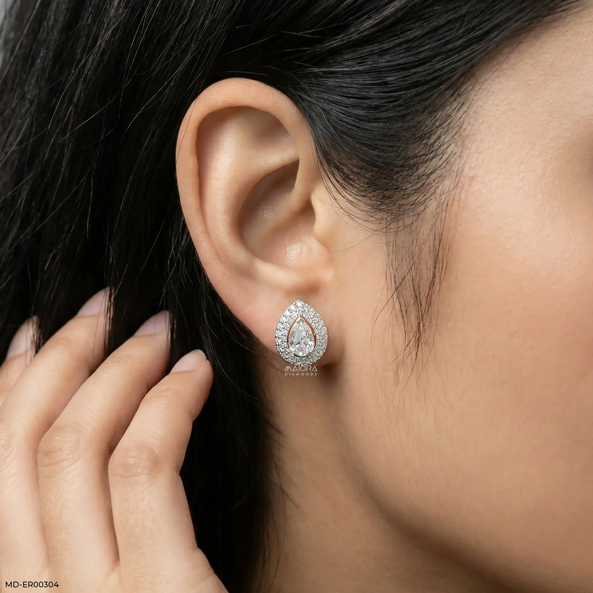 3 Carat Pear Solitaire Halo Detachable Earrings