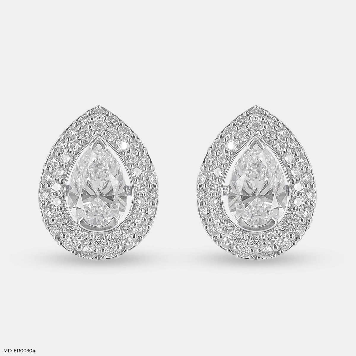 3 Carat Pear Solitaire Halo Detachable Earrings