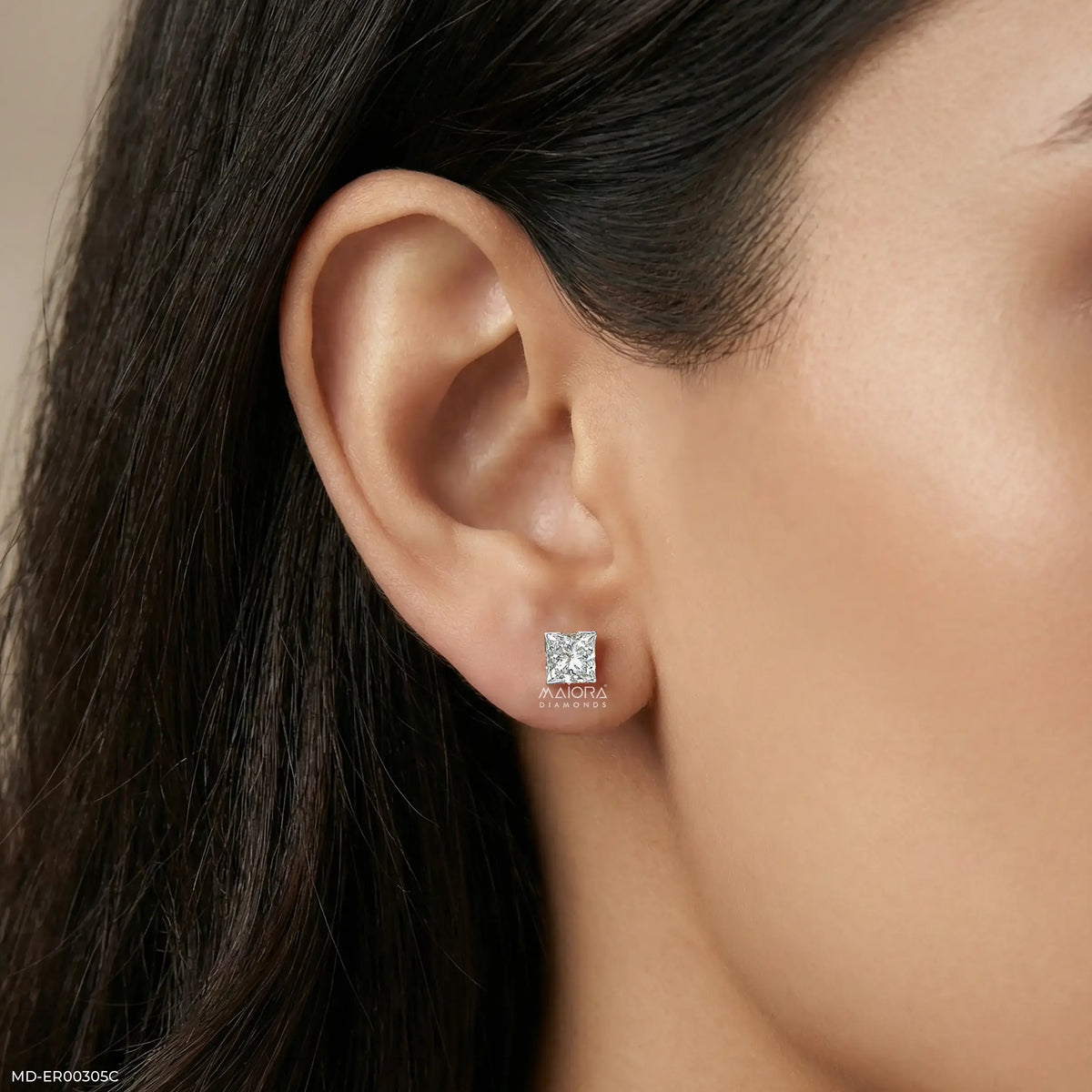 2 Carat Princess Cut Solitaire Lab Diamond Earrings