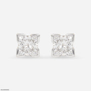 2 Carat Princess Cut Solitaire Lab Diamond Earrings